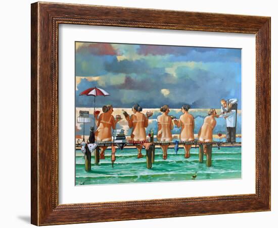 Friends On The Jetty-Ronald West-Framed Art Print