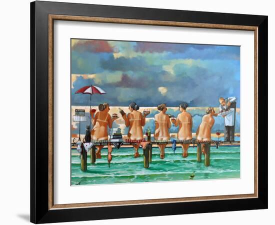 Friends On The Jetty-Ronald West-Framed Art Print