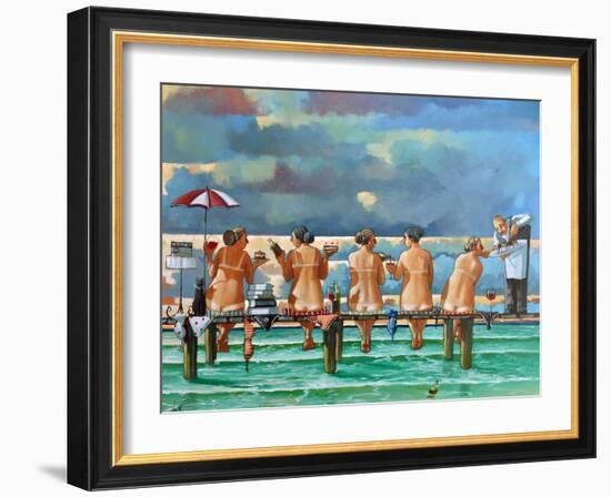 Friends On The Jetty-Ronald West-Framed Art Print