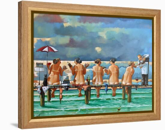 Friends On The Jetty-Ronald West-Framed Stretched Canvas