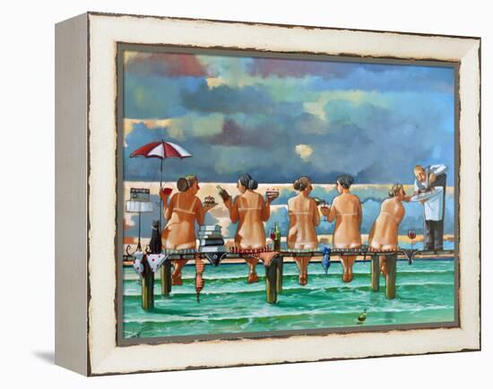 Friends On The Jetty-Ronald West-Framed Stretched Canvas
