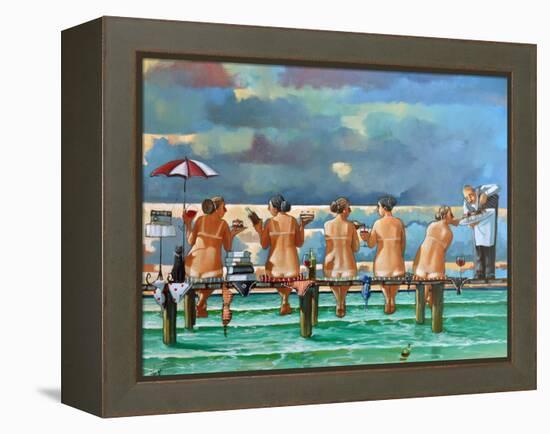 Friends On The Jetty-Ronald West-Framed Stretched Canvas