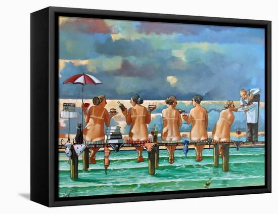 Friends On The Jetty-Ronald West-Framed Stretched Canvas