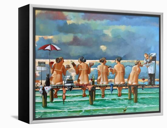 Friends On The Jetty-Ronald West-Framed Stretched Canvas