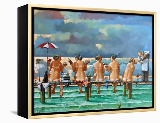 Friends On The Jetty-Ronald West-Framed Stretched Canvas