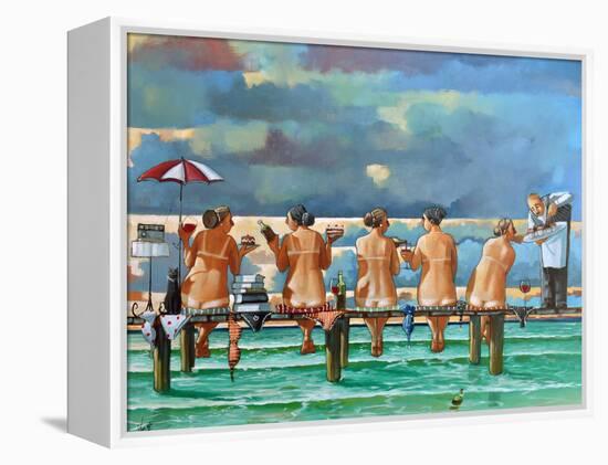 Friends On The Jetty-Ronald West-Framed Stretched Canvas