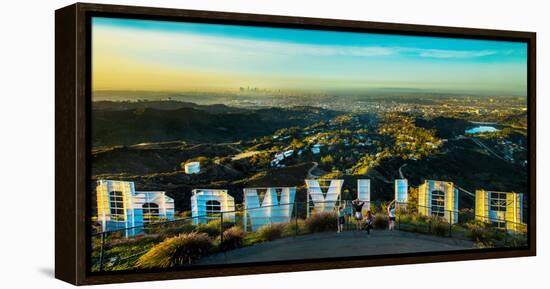 Friends Taking Pictures Behind the Hollywood Sign, City of Los Angeles, Los Angeles County-null-Framed Premier Image Canvas