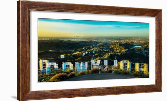 Friends Taking Pictures Behind the Hollywood Sign, City of Los Angeles, Los Angeles County-null-Framed Photographic Print