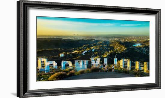 Friends Taking Pictures Behind the Hollywood Sign, City of Los Angeles, Los Angeles County-null-Framed Photographic Print