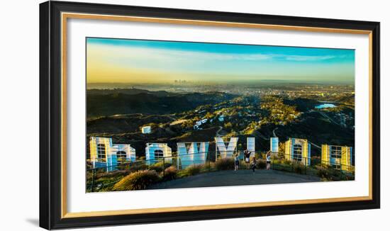 Friends Taking Pictures Behind the Hollywood Sign, City of Los Angeles, Los Angeles County-null-Framed Photographic Print