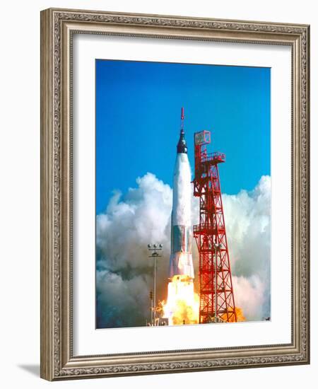 Friendship 7 Spacecraft Launches on a Mercury-Atlas Rocket on Feb. 20 1962-null-Framed Photographic Print