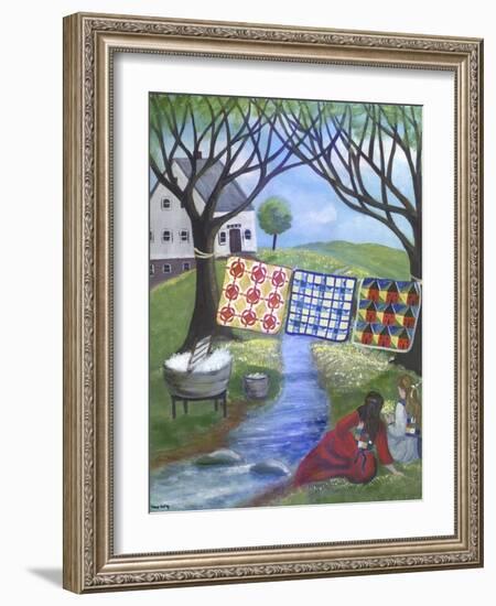 Friendship Quilt Washing Day-Cheryl Bartley-Framed Giclee Print