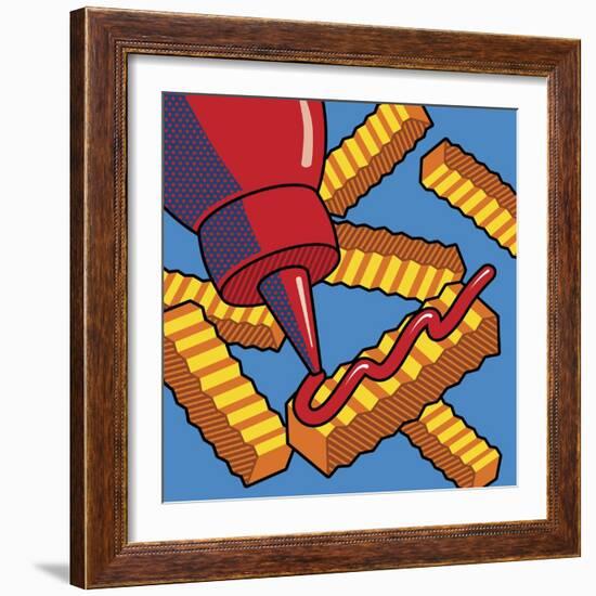 Fries With Ketchup On Blue-Ron Magnes-Framed Giclee Print