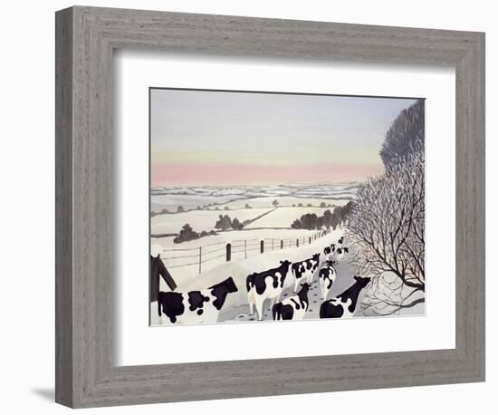 Friesians in Winter-Maggie Rowe-Framed Giclee Print