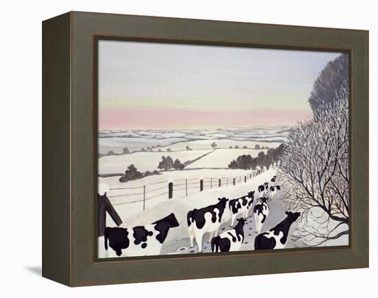 Friesians in Winter-Maggie Rowe-Framed Premier Image Canvas