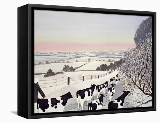Friesians in Winter-Maggie Rowe-Framed Premier Image Canvas
