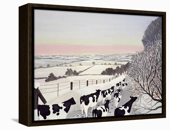 Friesians in Winter-Maggie Rowe-Framed Premier Image Canvas