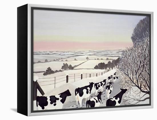Friesians in Winter-Maggie Rowe-Framed Premier Image Canvas