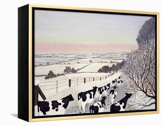 Friesians in Winter-Maggie Rowe-Framed Premier Image Canvas