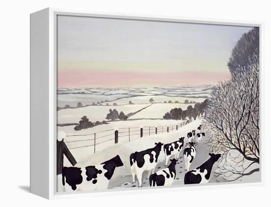 Friesians in Winter-Maggie Rowe-Framed Premier Image Canvas