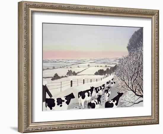 Friesians in Winter-Maggie Rowe-Framed Giclee Print