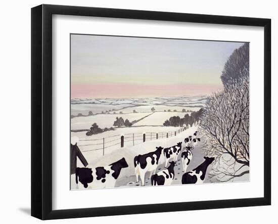 Friesians in Winter-Maggie Rowe-Framed Giclee Print