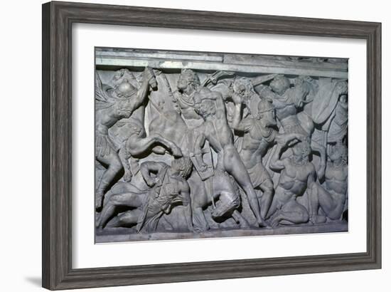 Frieze showing Roman soldiers fighting barbarians. Artist: Unknown-Unknown-Framed Giclee Print