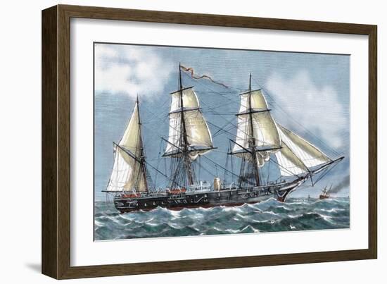 Frigate 'Blanca' of the Spanish Navy Aimed at a Voyage of Circumnavigation-null-Framed Giclee Print