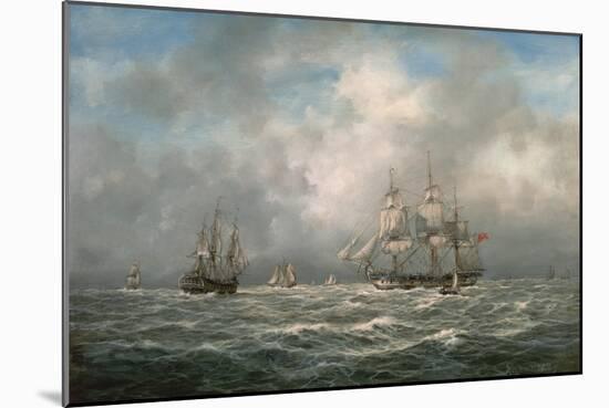 Frigate Hove-To, Awaiting a Pilot-Richard Willis-Mounted Giclee Print