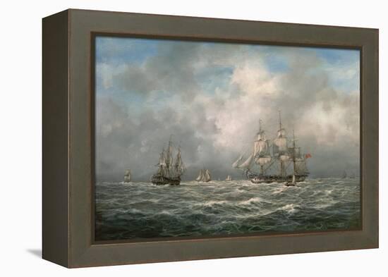 Frigate Hove-To, Awaiting a Pilot-Richard Willis-Framed Premier Image Canvas