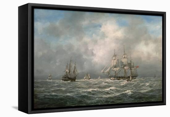 Frigate Hove-To, Awaiting a Pilot-Richard Willis-Framed Premier Image Canvas