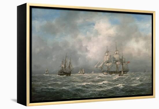 Frigate Hove-To, Awaiting a Pilot-Richard Willis-Framed Premier Image Canvas