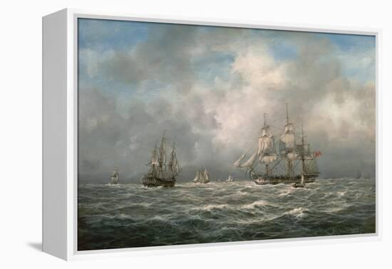 Frigate Hove-To, Awaiting a Pilot-Richard Willis-Framed Premier Image Canvas