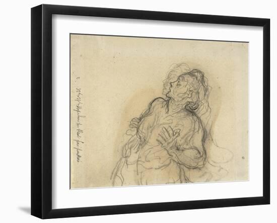 Frightened Woman-Honore Daumier-Framed Giclee Print