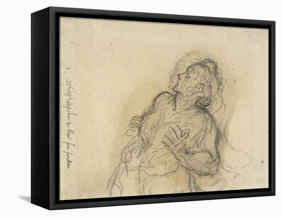 Frightened Woman-Honore Daumier-Framed Premier Image Canvas