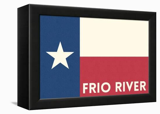 Frio River, Texas - Texas State Flag - Letterpress-Lantern Press-Framed Stretched Canvas