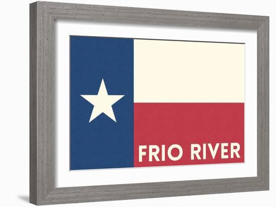 Frio River, Texas - Texas State Flag - Letterpress-Lantern Press-Framed Art Print