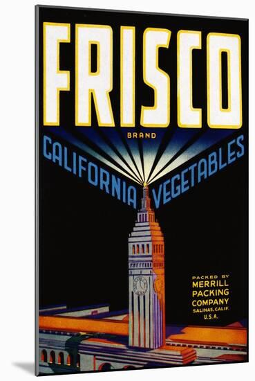 Frisco California Vegetables Crate Label-null-Mounted Giclee Print