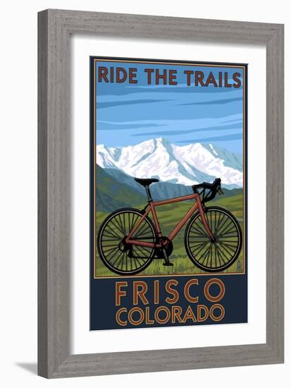 Frisco, Colorado - Mountain Bike and Mountains-Lantern Press-Framed Art Print