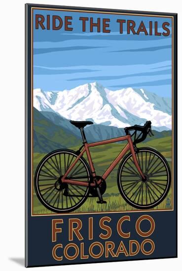 Frisco, Colorado - Mountain Bike and Mountains-Lantern Press-Mounted Art Print