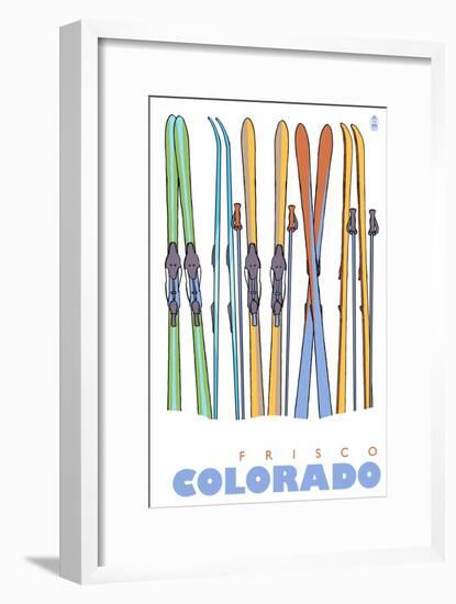 Frisco, Colorado - Skis in Snow-Lantern Press-Framed Art Print