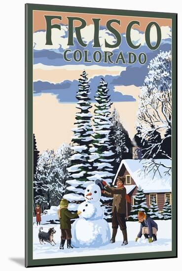 Frisco, Colorado - Snowman Scene-Lantern Press-Mounted Art Print