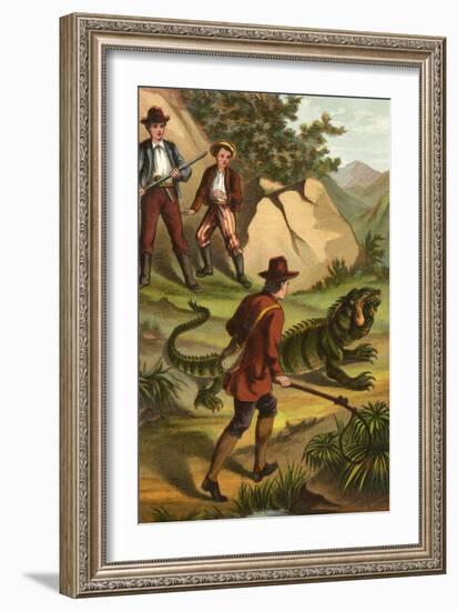 Fritz Finds an Iguana-Johann David Wyss-Framed Art Print