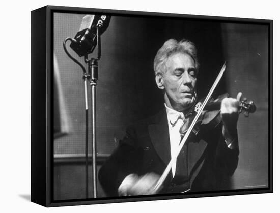 Fritz Kreisler, Austrian Born Violinist and Composer, Playing the Violin in an NBC Studio-Alfred Eisenstaedt-Framed Premier Image Canvas