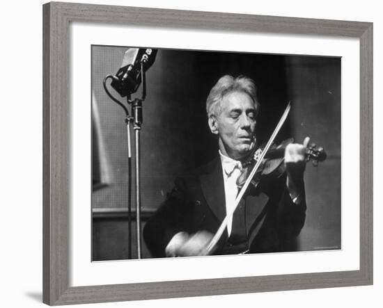 Fritz Kreisler, Austrian Born Violinist and Composer, Playing the Violin in an NBC Studio-Alfred Eisenstaedt-Framed Premium Photographic Print