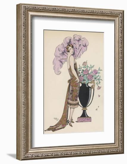 Frock Fur and Feather Fan-Georges Barbier-Framed Photographic Print