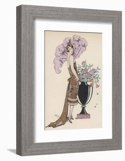 Frock Fur and Feather Fan-Georges Barbier-Framed Photographic Print