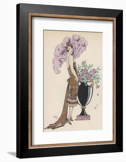 Frock Fur and Feather Fan-Georges Barbier-Framed Photographic Print