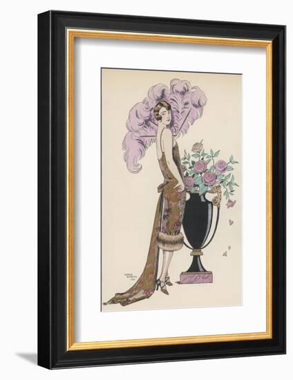 Frock Fur and Feather Fan-Georges Barbier-Framed Photographic Print