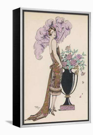 Frock Fur and Feather Fan-Georges Barbier-Framed Premier Image Canvas